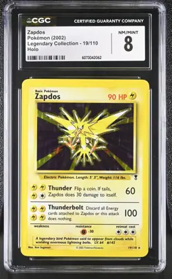 CGC 8 Zapdos 2002 Legendary Collection 19/110 Holo Pokemon Card - Image 1