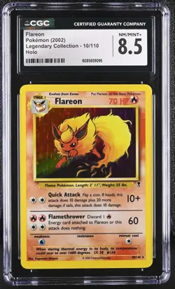 CGC 8.5 Flareon 2002 Legendary Collection 10/110 Holo Pokemon Card - Image 1