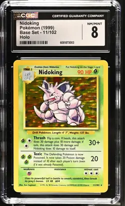 CGC 8 Nidoking 1999 Base Set 11/102 Holo Pokemon Card - Image 1