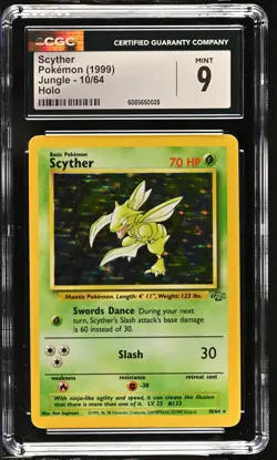 CGC 9 MINT Scyther 1999 Jungle 10/64 Holo Pokemon Card - Image 1