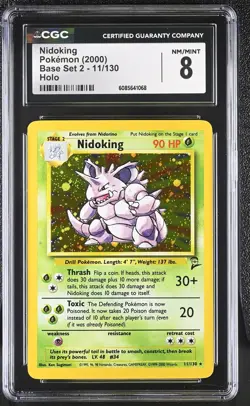 CGC 8 Nidoking 2000 Base Set 2 11/130 Holo Pokemon Card - Image 1