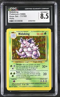 CGC 8.5 Nidoking 1999 Base Set 11/102 Holo Pokemon Card - Image 1