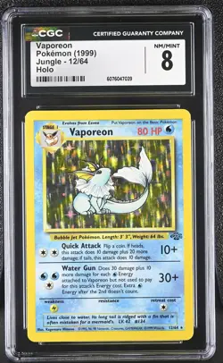 CGC 8 Vaporeon 1999 Jungle 12/64 Holo Pokemon Card - Image 1