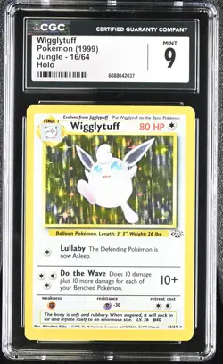 CGC 9 MINT Wigglytuff 1999 Jungle 16/64 Holo Pokemon Card - Image 1