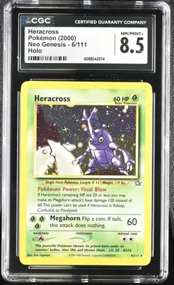 CGC 8.5 Heracross 2000 Neo Genesis 6/111 Holo Pokemon Card - Image 1