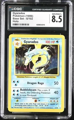 CGC 8.5 Gyarados 1999 Base Set 6/102 Holo Pokemon Card - Image 1