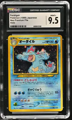 CGC 9.5 MINT+ Feraligatr 1999 Neo Premium File Japanese 160 Holo Pokemon Card - Image 1