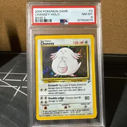 Pokemon 2000 Base Set 2 Chansey Holo Rare Card 3/130 PSA 8 Vintage Wotc - Image 1
