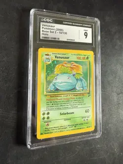 CGC 9 MINT Venusaur SWIRL 2000 Base Set 2 18/130 Holo Pokemon Card PSA - Image 3