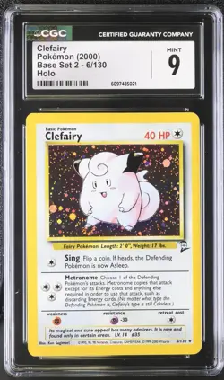 CGC 9 MINT Clefairy 1999 Base Set 5/102 Holo Pokemon Card SWIRL like psa 9 - Image 1