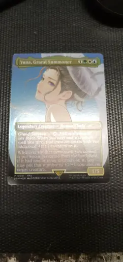 Yuna, Grand Summoner Promo 0001 Final Fantasy Mtg Borderless Foil Ffx - Image 1