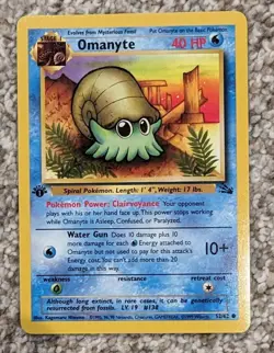 Pokemon - Omanyte - 52/62 - 1st Edition - Fossil - Near Mint NM - Image 1