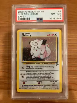 2000 Pokemon Base Set II Clefairy Holo 6/130 PSA 8 NM-MT - Image 1