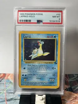Pokemon TCG Fossil Set Lapras 10/62 Holo Rare PSA 8 NM-MT - Image 1