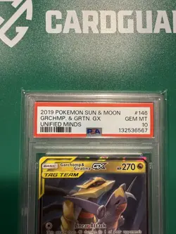 2019 Pokemon Sun & Moon Garchomp & Giratina GX Unified Minds 146/236 PSA 10 GEM - Image 2
