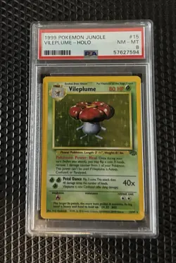 1999 Pokemon Jungle Unlimited /64 Vileplume #15 Holo Rare PSA 8 NM - Image 1