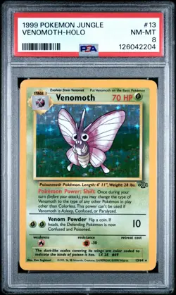 VENOMOTH Pokemon Jungle Unlimited Holo 13/64 - PSA 8 - Image 1