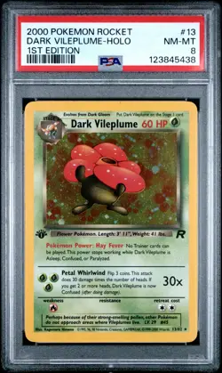 DARK VILEPLUME Pokemon Team Rocket 1st Edition Holo 13/82 - PSA 8 -438 - Image 1