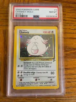 2000 POKEMON BASE SET 2 #3 CHANSEY-HOLO PSA 8 - Image 1