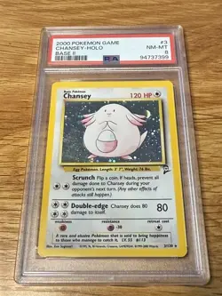 2000 Pokemon Base Set 2 Chansey #3 English Holo Rare 3/130 - PSA 8 NM-MT - Image 1