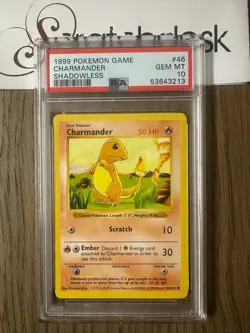 PSA 10 - Pokemon CHARMANDER 46/102 - SHADOWLESS BASE SET - MINT Original Starter - Image 1