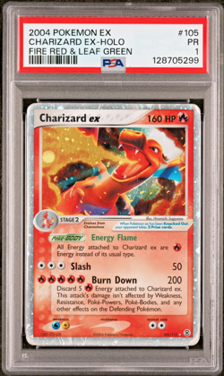 PSA 1 PR 2004 Pokemon EX Fire Red & Leaf Green Charizard EX Holo Foil 105/112 - Image 1
