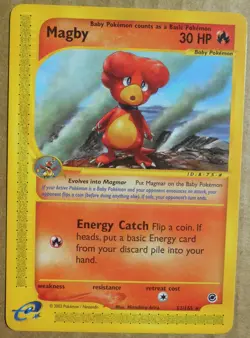 Magby 52/165 Rare Non-Holo Expedition Base Set Pokemon Card NM - Image 1