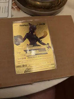 Pokemon Card Mewtwo GX Full Art 300HP Gold Foil Fan Art Mint Condition - Image 1