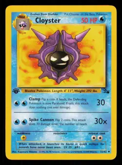 Pokemon Card Cloyster 32/62 1st Edition Fossil Vintage Original WOTC LP 1999 - Image 1