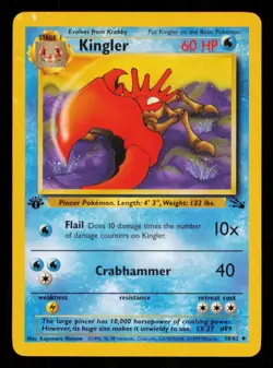 Pokemon Card Kingler 38/62 1st Edition Fossil Vintage Original WOTC LP 1999 - Image 1