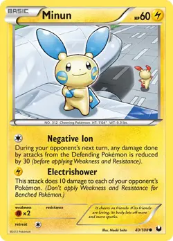 Minun 40/108 Dark Explorers Pokemon Card NM - Image 1