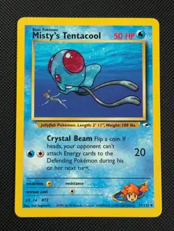 Misty's Tentacool 57/132 REGULAR Pokemon Card WOTC Gym Heroes Uncommon - Image 1
