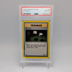 Gambler 60/62 Fossil PSA 8 NM-MT FRESH CERT Pokemon TCG Card Unlimited 1999 WOTC - Image 1