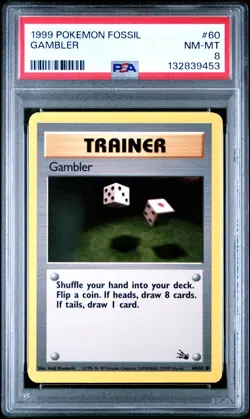 Gambler 60/62 Fossil PSA 8 NM-MT FRESH CERT Pokemon TCG Card Unlimited 1999 WOTC - Image 3