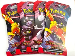 Pokemon TCG Scarlet & Violet Destined Rivals 4x Sleeved Booster Pack Art Set NM - Image 1