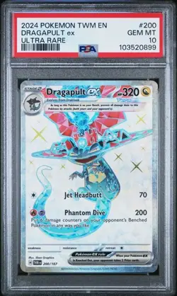 2024 POKEMON TWM EN #200 DRAGAPULT EX ULTRA RARE PSA 10 TWILIGHT MASQUERADE - Image 1