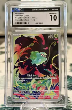 Bulbasaur 133/132 CGC 10 GEM MINT 2025 Illustration Rare Holo Pokemon Low Pop - Image 1