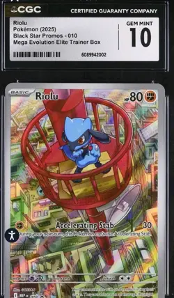 2025 POKEMON MEP EN-ME BLACK STAR PROMO #010 RIOLU CGC 10 - Image 1