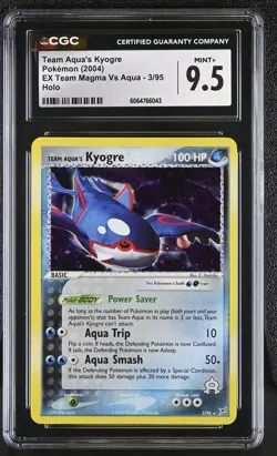 CGC 9.5 Team Aqua's Kyogre EX Team Magma Vs Aqua 3/95 Holo Pokemon Card - Image 1