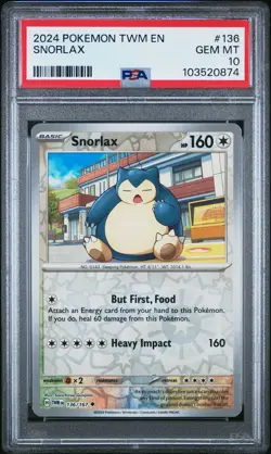 2024 POKEMON TWM EN #136 SNORLAX PSA 10 TWILIGHT MASQUERADE POP 25 - Image 2