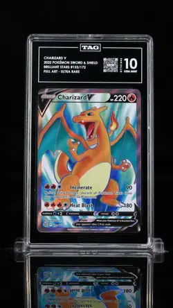 2022 Pokemon Sword & Shield Brilliant Stars Charizard V #153 Ultra Rare TAG 10 - Image 1
