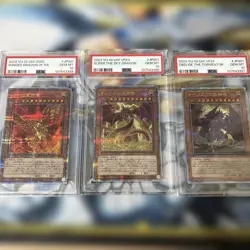 PSA 10 Yu-Gi-Oh 25th QCSR Obelisk Slifer Ra God Cards Set Serial Numbered - Image 1