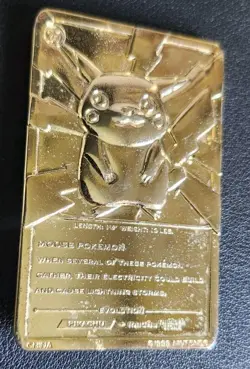 PIKACHU Pokemon 23K Gold Plated Card 1999 Limited Edition Plus Poliwhirl - Image 4