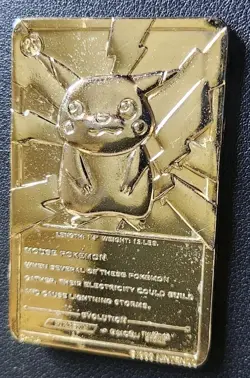 PIKACHU Pokemon 23K Gold Plated Card 1999 Limited Edition Plus Poliwhirl - Image 5