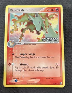 Pokemon Card - Rapidash Delta Species 52/113 Uncommon Reverse Holo Stamped NM - Image 1
