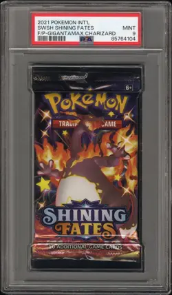 PSA 9 MINT Shining Fates Booster Pack Shiny Charizard VMAX Foil Pokemon TCG 2021 - Image 1