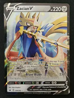 Zacian V 138/202 Sword & Shield Base Ext. Art Ultra Rare Holo Pokemon 2020 NM - Image 1