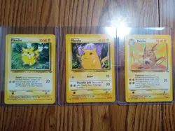 Lot 3 Pokemon Cards. Pikachu (60/64) Pikachu (58/102) & Riachu (29/62) Exc. Con - Image 1