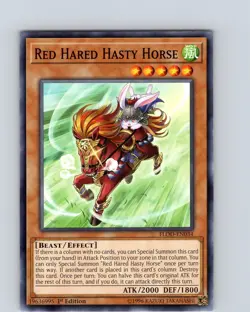Yu-Gi-Oh TCG Red Hared Hasty Horse FLOD-EN034 1st Edition Common Card NM - Image 1