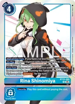 Digimon Cyber Eden BT22 - 085 Rina Shinomiya Rare Card - Image 1